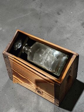 Harley Davidson Decanter Wooden Set ST JOE HARLEY DAVIDSON Collectible Bar Decor